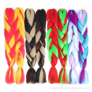 Wholesale Braiding Hair Mix Rainbow Braids Synthetic Jumbo Braids Hair Extension for Women